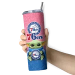 philadelphia 76ers yoda smile blue skinny tumbler best selling 1.webp