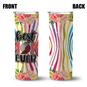 portland trail blazers flower cluster skinny tumbler fashion forward.webp