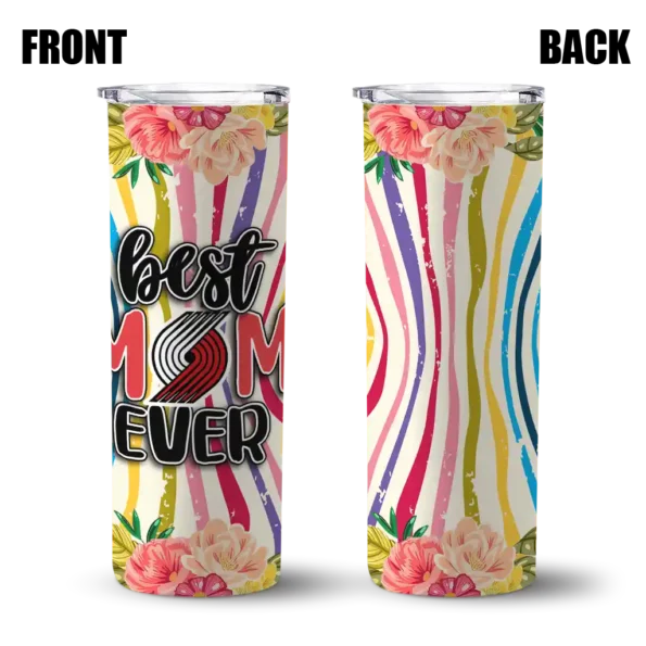 portland trail blazers flower cluster skinny tumbler fashion forward.webp