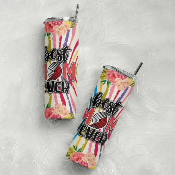 portland trail blazers flower cluster skinny tumbler top rated.webp
