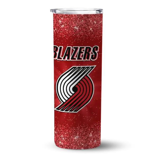 portland trail blazers radiant glitter red skinny tumbler best selling 1.webp