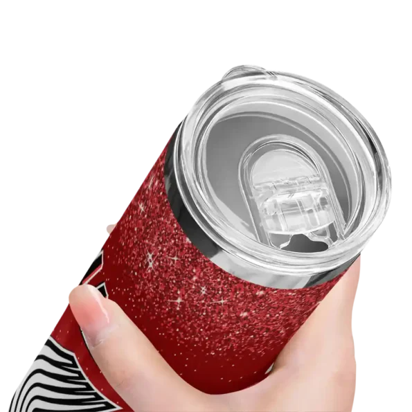 portland trail blazers radiant glitter red skinny tumbler high quality.webp