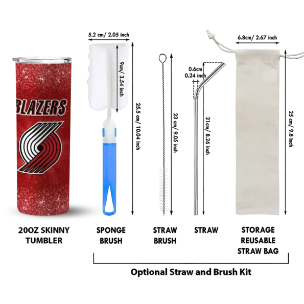 portland trail blazers radiant glitter red skinny tumbler new arrival.webp