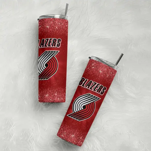 portland trail blazers radiant glitter red skinny tumbler top rated.webp