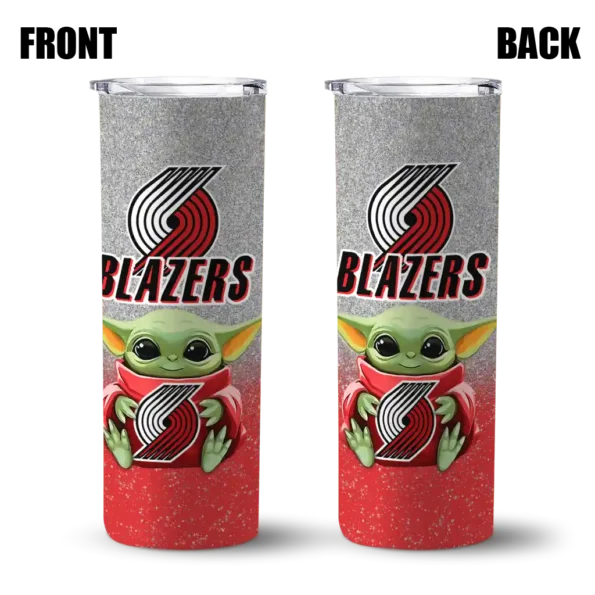 portland trail blazers yoda smile red skinny tumbler fashion forward.webp