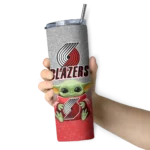 portland trail blazers yoda smile red skinny tumbler best selling 1.webp