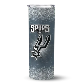 san antonio spurs radiant glitter silver skinny tumbler best selling 1.webp