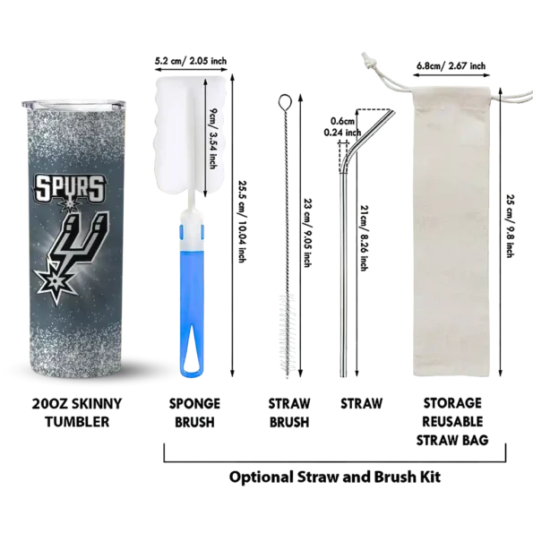 san antonio spurs radiant glitter silver skinny tumbler new arrival.webp