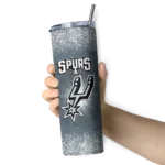 san antonio spurs radiant glitter silver skinny tumbler best selling 1.webp
