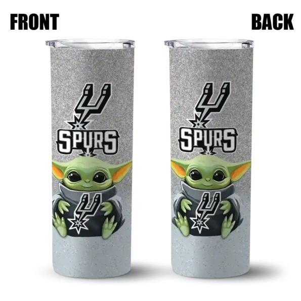 san antonio spurs yoda smile silver skinny tumbler fashion forward.webp