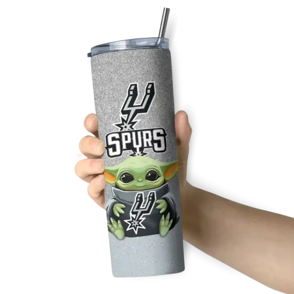 san antonio spurs yoda smile silver skinny tumbler premium grade.webp