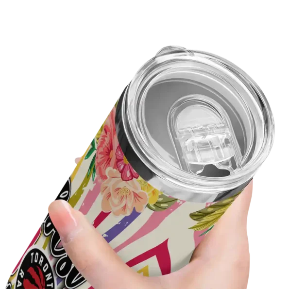 toronto raptors flower cluster skinny tumbler high quality.webp