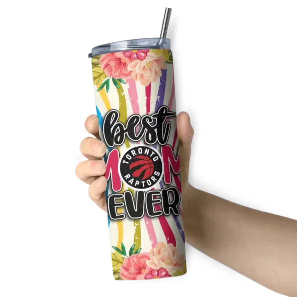 toronto raptors flower cluster skinny tumbler premium grade.webp