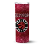 toronto raptors radiant glitter red skinny tumbler best selling 1.webp