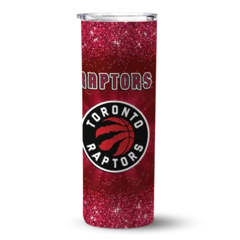 toronto raptors radiant glitter red skinny tumbler best selling 1.webp