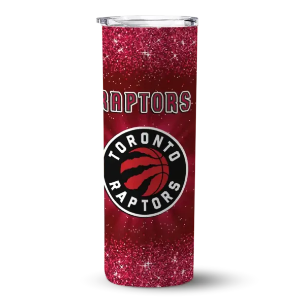 toronto raptors radiant glitter red skinny tumbler best selling 1.webp