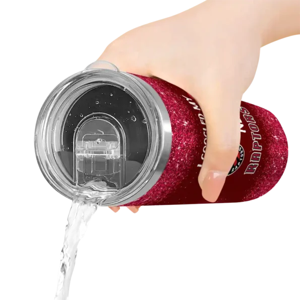 toronto raptors radiant glitter red skinny tumbler latest model.webp