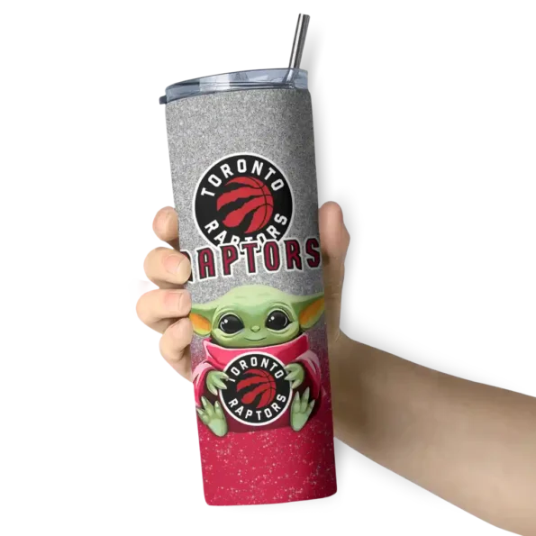 toronto raptors yoda smile red skinny tumbler premium grade.webp