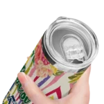 utah jazz flower cluster skinny tumbler best selling 1.webp