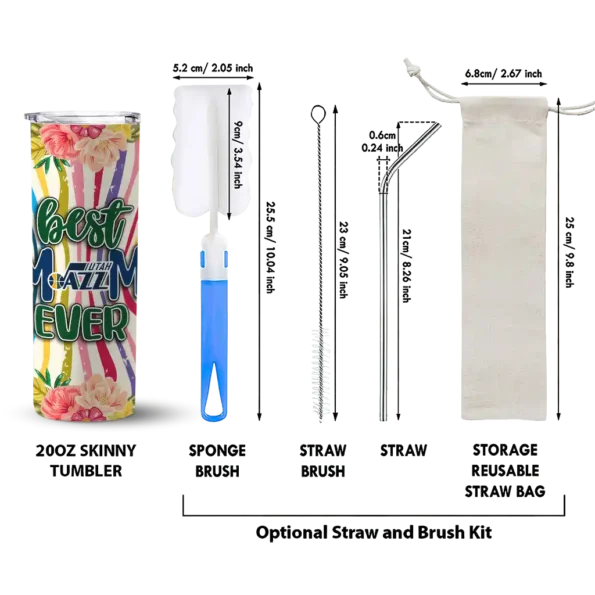 utah jazz flower cluster skinny tumbler new arrival.webp