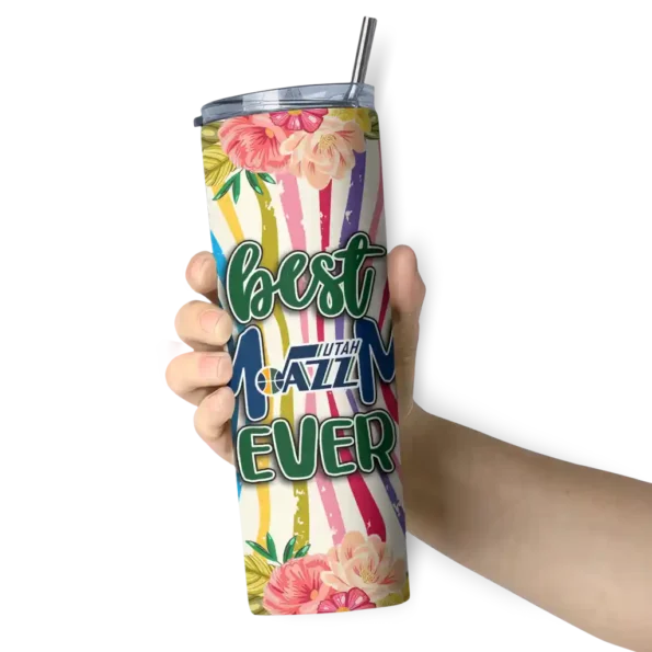 utah jazz flower cluster skinny tumbler premium grade.webp