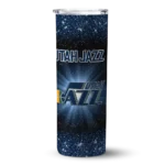utah jazz radiant glitter navy skinny tumbler best selling 1.webp