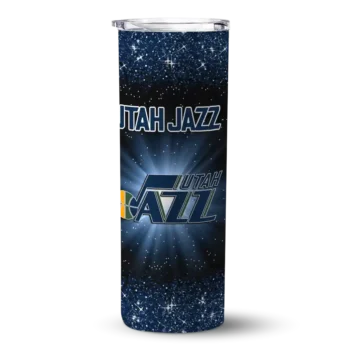 utah jazz radiant glitter navy skinny tumbler best selling 1.webp