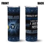 utah jazz radiant glitter navy skinny tumbler best selling 1.webp