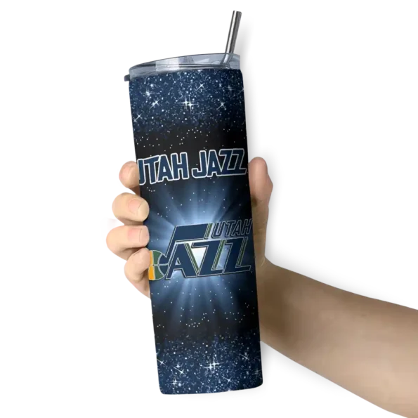 utah jazz radiant glitter navy skinny tumbler premium grade.webp