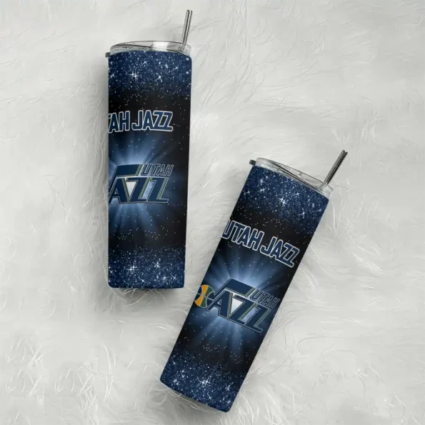 utah jazz radiant glitter navy skinny tumbler top rated.webp