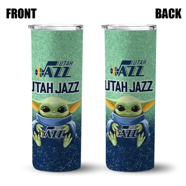 utah jazz yoda smile navy skinny tumbler fashion forward.webp