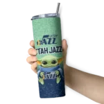 utah jazz yoda smile navy skinny tumbler best selling 1.webp