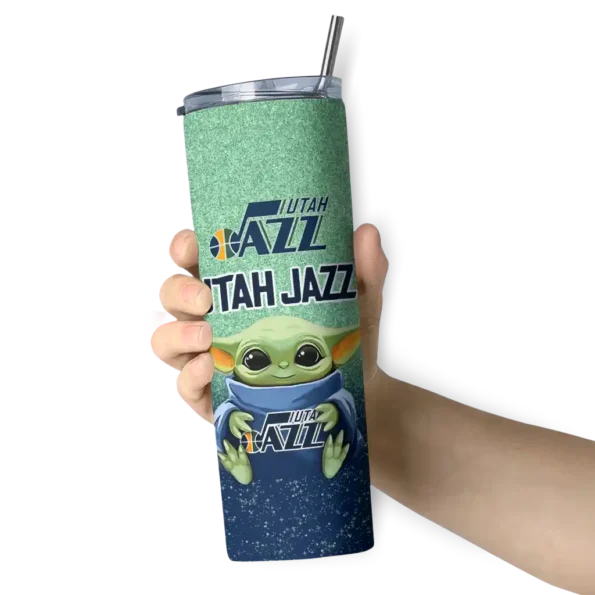 utah jazz yoda smile navy skinny tumbler premium grade.webp