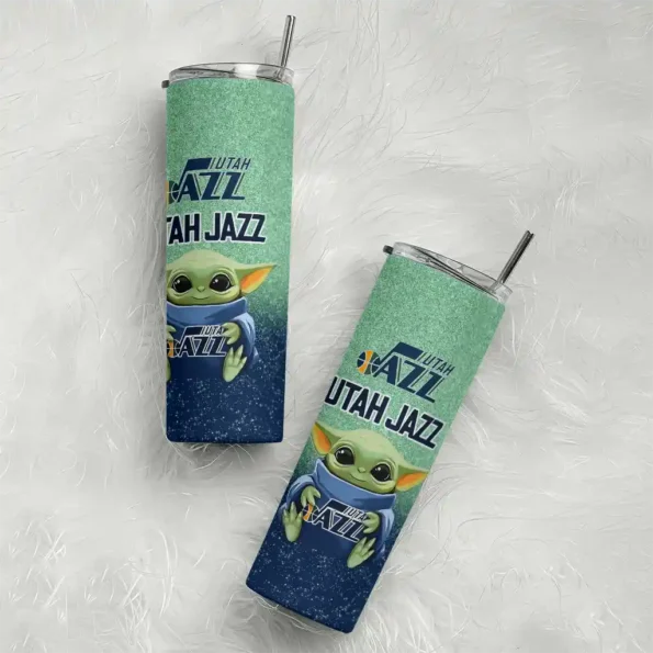 utah jazz yoda smile navy skinny tumbler top rated.webp