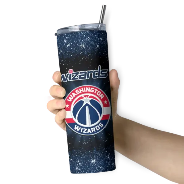 washington wizards radiant glitter blue skinny tumbler premium grade.webp