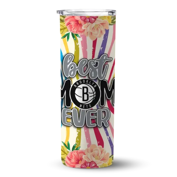 brooklyn nets flower cluster skinny tumbler best selling 1.webp