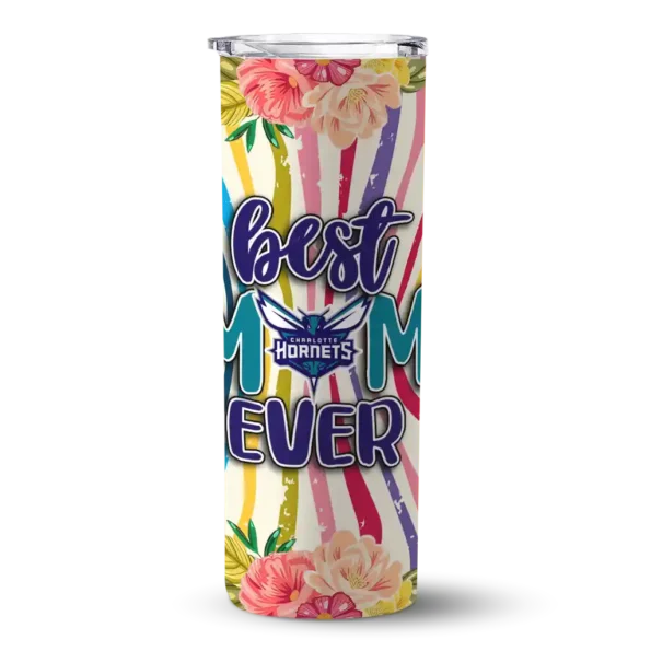charlotte hornets flower cluster skinny tumbler best selling 1.webp