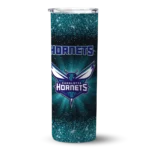 charlotte hornets radiant glitter teal skinny tumbler best selling 1.webp