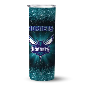 charlotte hornets radiant glitter teal skinny tumbler best selling 1.webp