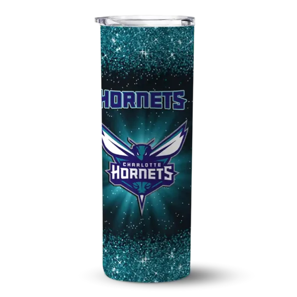 charlotte hornets radiant glitter teal skinny tumbler best selling 1.webp