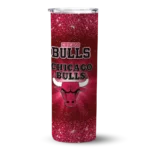 chicago bulls radiant glitter red skinny tumbler best selling 1.webp