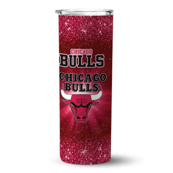 chicago bulls radiant glitter red skinny tumbler best selling 1.webp