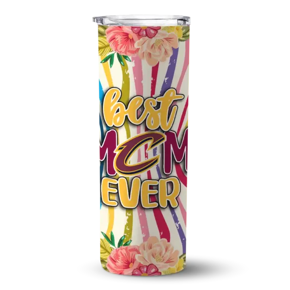 cleveland cavaliers flower cluster skinny tumbler best selling 1.webp