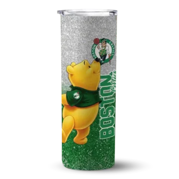 custom boston celtics winnie the pooh green gray skinny tumbler best selling 1.webp