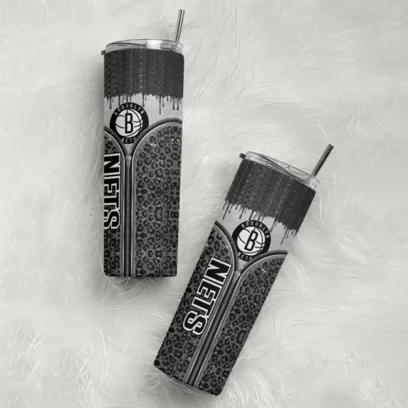 custom brooklyn nets sparkle drip black skinny tumbler top rated 1.webp
