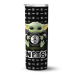 custom brooklyn nets yoda cozy black skinny tumbler best selling 1.webp