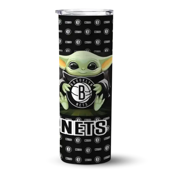 custom brooklyn nets yoda cozy black skinny tumbler best selling 1.webp