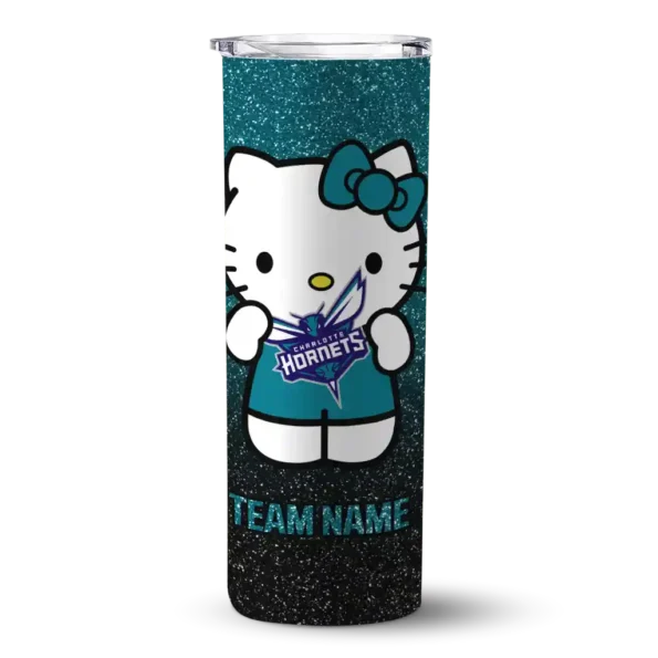 custom charlotte hornets hello kitty teal black skinny tumbler best selling 1.webp