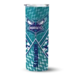 custom charlotte hornets monogram burst teal white skinny tumbler best selling 1.webp