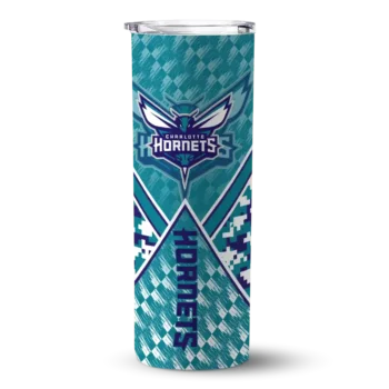 custom charlotte hornets monogram burst teal white skinny tumbler best selling 1.webp